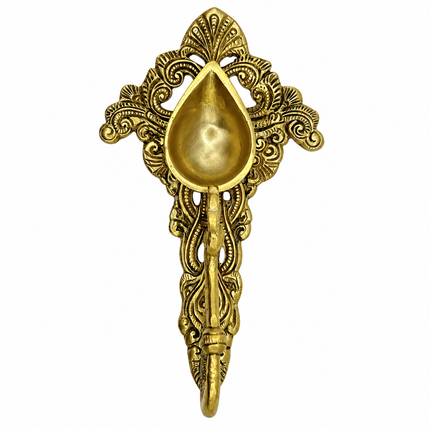 Handcrafted Brass Peacock Spoon Diya – Oil Lamp for Pooja & Diwali