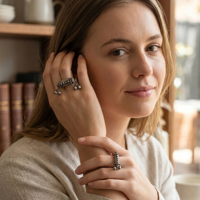 Cylindrical Bell Statement Ring – Sculptural Form | Adjustable, The Ganges
