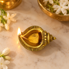 Handcrafted Brass Shankh Diya – Oil Lamp for Pooja & Diwali
