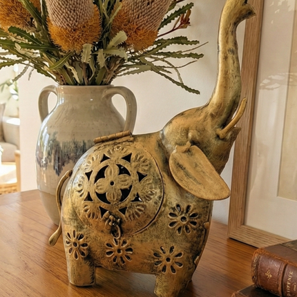 Handmade handcrafted material tealight holder – Majestic Elephant Tealight Holder by The Ganges