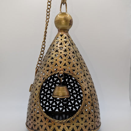 Enchanting Bird & Bell Hanging Tealight — Handmade Indian Artisanal