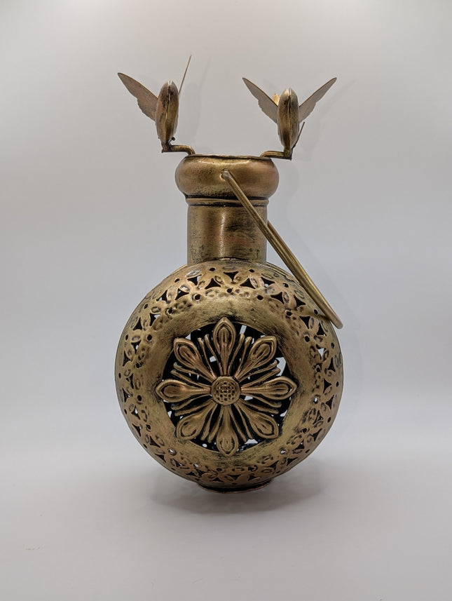 Beautiful Kettle With Bird Tealight Holder - Handmade Indian Artisan