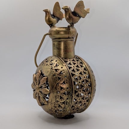 Beautiful Kettle With Bird Tealight Holder - Handmade Indian Artisan