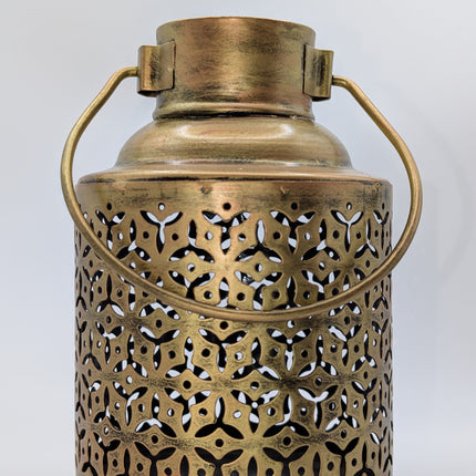 Grand Milk-Can Style Metal Tealight Holder — Handmade Indian Artisanal