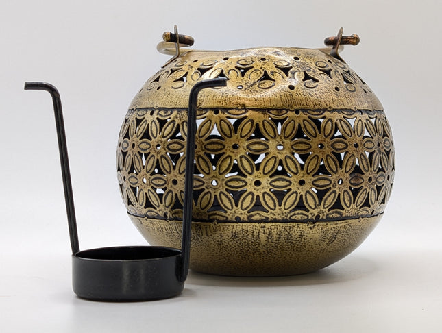 Elegant Metal Sphere Tealight Lamp — Handmade Indian Artisanal