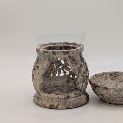 Intricately Carved Candle and Oil Warmer - Handmade Indian Artisan