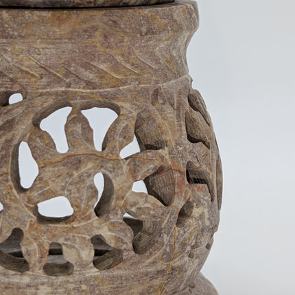Intricately Carved Candle and Oil Warmer - Handmade Indian Artisan