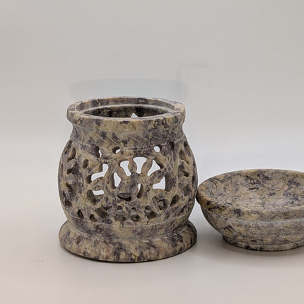 Intricately Carved Candle and Oil Warmer - Handmade Indian Artisan