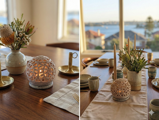 Intricate Marble Tealight Holder — Handmade Indian Artisanal