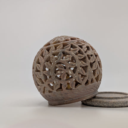 Intricate Marble Tealight Holder — Handmade Indian Artisanal