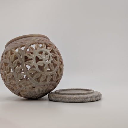 Intricate Marble Tealight Holder — Handmade Indian Artisanal