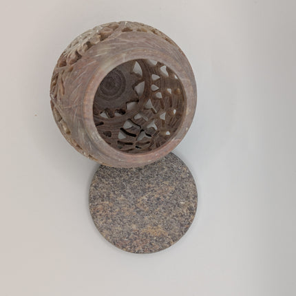 Intricate Marble Tealight Holder — Handmade Indian Artisanal