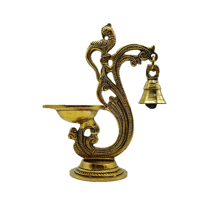 Handcrafted Solid Brass Annam Peacock Bell Diya – Traditional South Indian Oil Lamp