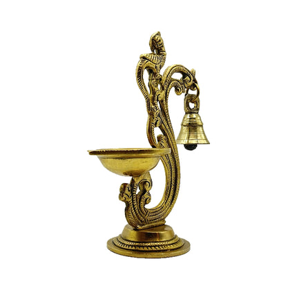 Handcrafted Solid Brass Annam Peacock Bell Diya – Traditional South Indian Oil Lamp