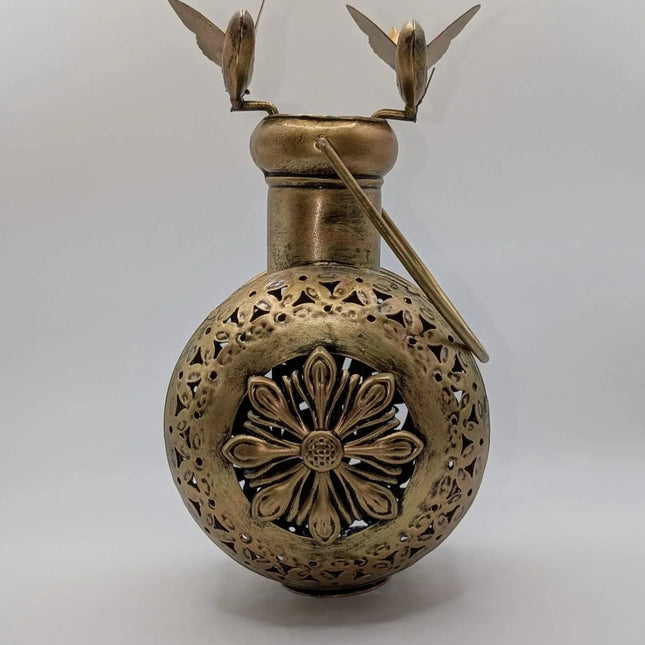 Beautiful Kettle With Bird Tealight Holder - Handmade Indian Artisan - The Ganges Store