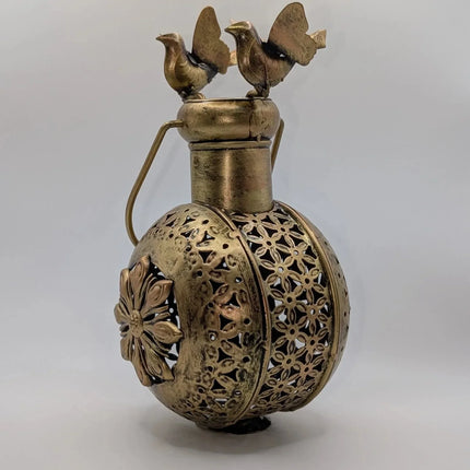 Beautiful Kettle With Bird Tealight Holder - Handmade Indian Artisan - The Ganges Store