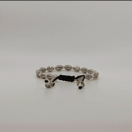 Charming Bracelet with Oval Beads in German Silver - Handmade Indian Artisanal - The Ganges Store