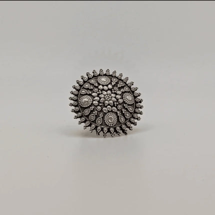 Charming Lalia - Inspired Ring in Silver Brass – Handmade Indian Artisanal - The Ganges Store