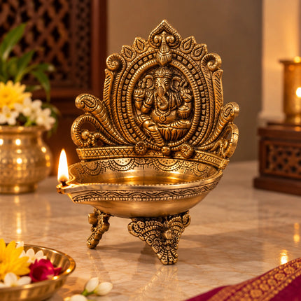 Handcrafted Brass Ganesha Deepam Urli