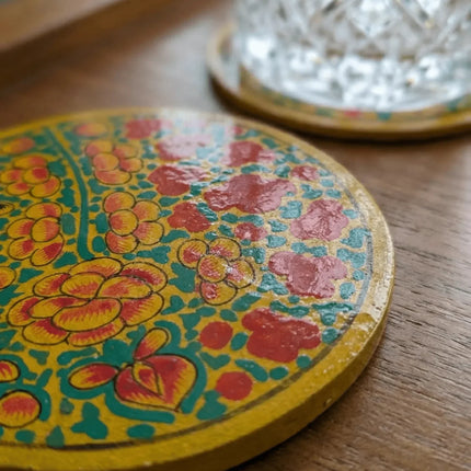 Classic Kashmiri Papier - Mâché Coaster Set — Handmade Indian Artisanal - The Ganges Store