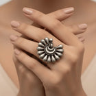 Delicate Half - Flower Ring in Silver Brass – Handmade Indian Artisanal - The Ganges Store