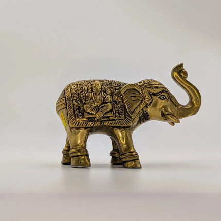 Divine Elephant Solid Brass Sculpture - Handmade Indian Artisan - The Ganges Store