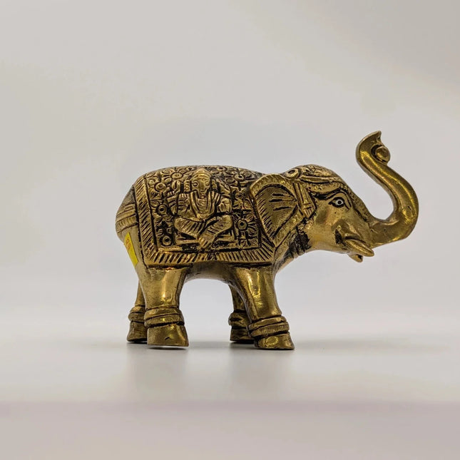 Divine Elephant Solid Brass Sculpture - Handmade Indian Artisan - The Ganges Store