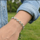 Elegant Bracelet with Delicate Floral Motifs in German Silver - Handmade Indian Artisanal - The Ganges Store