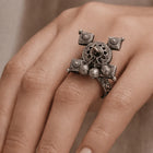 Elegant Khushboo Floral Ring in Silver Brass – Handmade Indian Artisanal - The Ganges Store