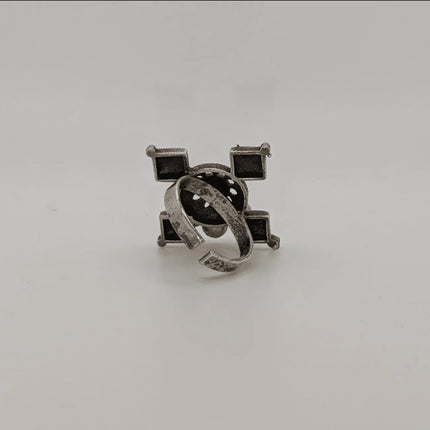 Elegant Khushboo Floral Ring in Silver Brass – Handmade Indian Artisanal - The Ganges Store