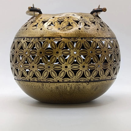 Elegant Metal Sphere Tealight Lamp â€” Handmade Indian Artisanal - The Ganges Store
