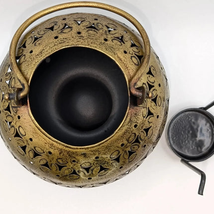 Elegant Metal Sphere Tealight Lamp â€” Handmade Indian Artisanal - The Ganges Store