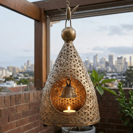 Enchanting Bird & Bell Hanging Tealight â€” Handmade Indian Artisanal - The Ganges Store
