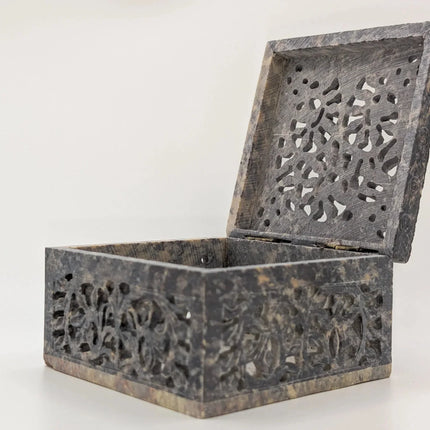 Exquisite Hand - Carved Marble Jewellery Box â€” Handmade Indian Artisanal - The Ganges Store