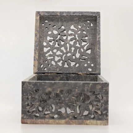 Exquisite Hand - Carved Marble Jewellery Box â€” Handmade Indian Artisanal - The Ganges Store