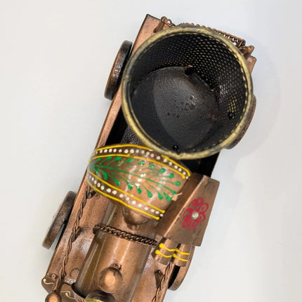 Exquisite Hand - Painted Metal Pen Stand - Steam Engine â€” Handmade Indian Artisanal - The Ganges Store