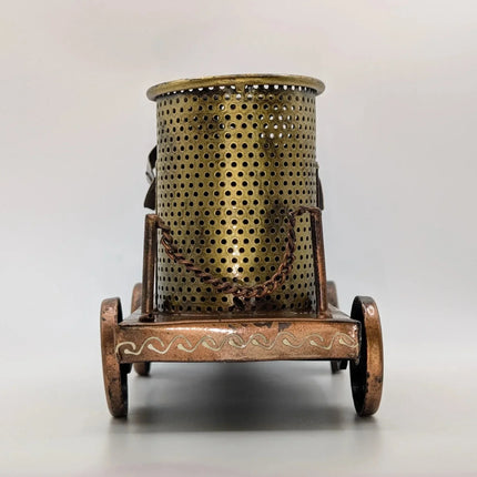 Exquisite Hand - Painted Metal Pen Stand - Steam Engine â€” Handmade Indian Artisanal - The Ganges Store