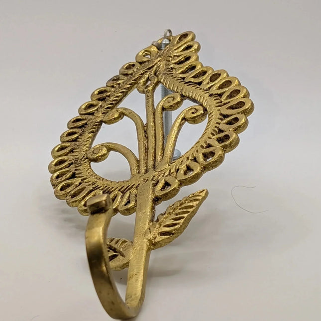 Exquisite Slolid Brass Leaf Design Variant 2 Hanger Hook - Handmade Indian Artisan - The Ganges Store