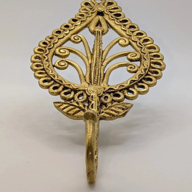 Exquisite Solid Brass Leaf Design Hanger Hook - Handmade Indian Artisan - The Ganges Store