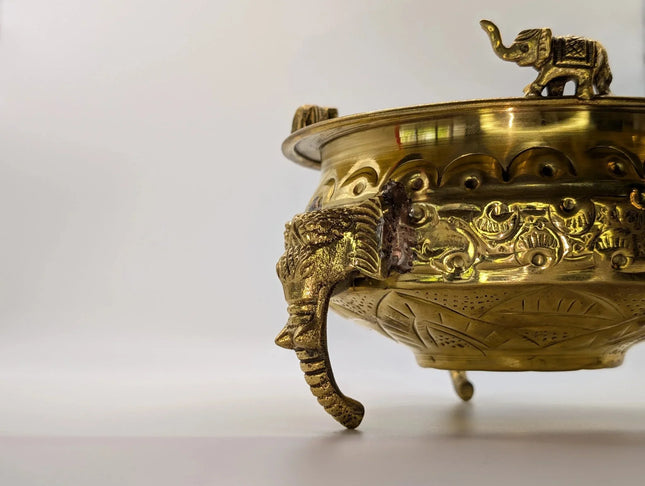 Exquisite Statement Piece Brass Bowl - Handmade Indian Artisan - The Ganges Store