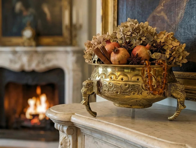 Exquisite Statement Piece Brass Bowl - Handmade Indian Artisan - The Ganges Store