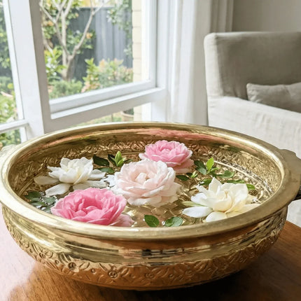 Exquisite Statement Piece Brass Bowl Large - Handmade Indian Artisan - The Ganges Store