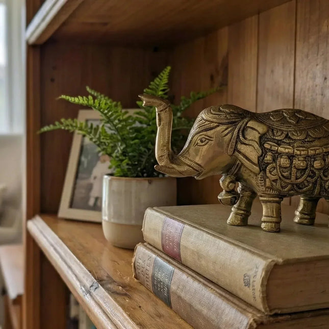 Good Luck Totem Elephant Solid Brass Sculpture - Handmade Indian Artisan - The Ganges Store