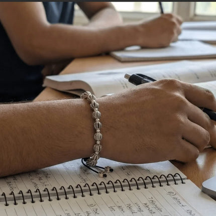 Graceful Bracelet with Round Beads in German Silver - Handmade Indian Artisanal - The Ganges Store