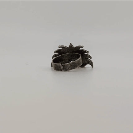 Graceful Lotus Adjustable Ring in Silver Brass – Handmade Indian Artisanal - The Ganges Store