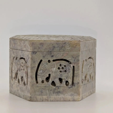 Hand - Carved Hexagonal Marble Jewellery Box Â· Where Rajasthan's Stone Legacy Holds Your Treasures - The Ganges Store