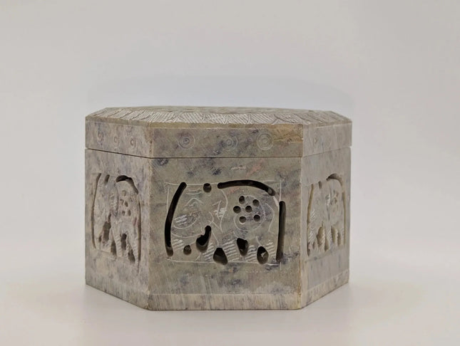 Hand - Carved Hexagonal Marble Jewellery Box · Where Rajasthan's Stone Legacy Holds Your Treasures - The Ganges Store