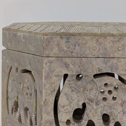 Hand - Carved Hexagonal Marble Jewellery Box Â· Where Rajasthan's Stone Legacy Holds Your Treasures - The Ganges Store