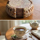 Hand - Carved Sunflower Marble Coaster Set - One - of - One Artisan Masterpiece - Handcrafted Indian Home Decor - The Ganges Store