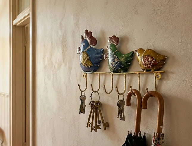 Hand - Painted Bird Hook Rail · Where Folk Art Meets Your Daily Ritual - The Ganges Store